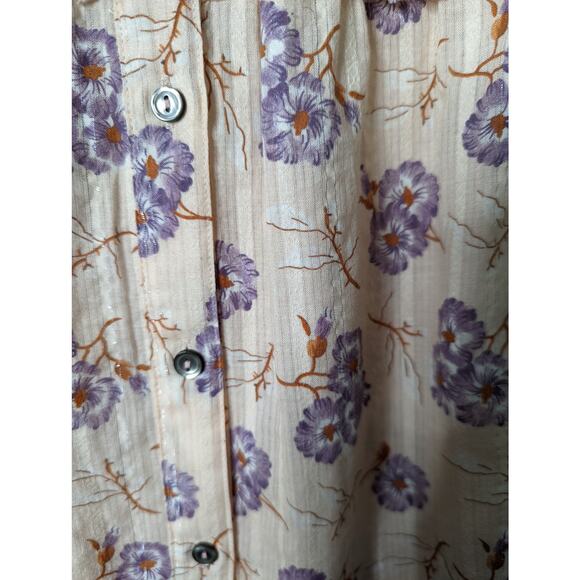 Rebecca Taylor  LA VIE Floral Ruffle Blouse Prairie Button Front Peach Purple - Picture 9 of 9